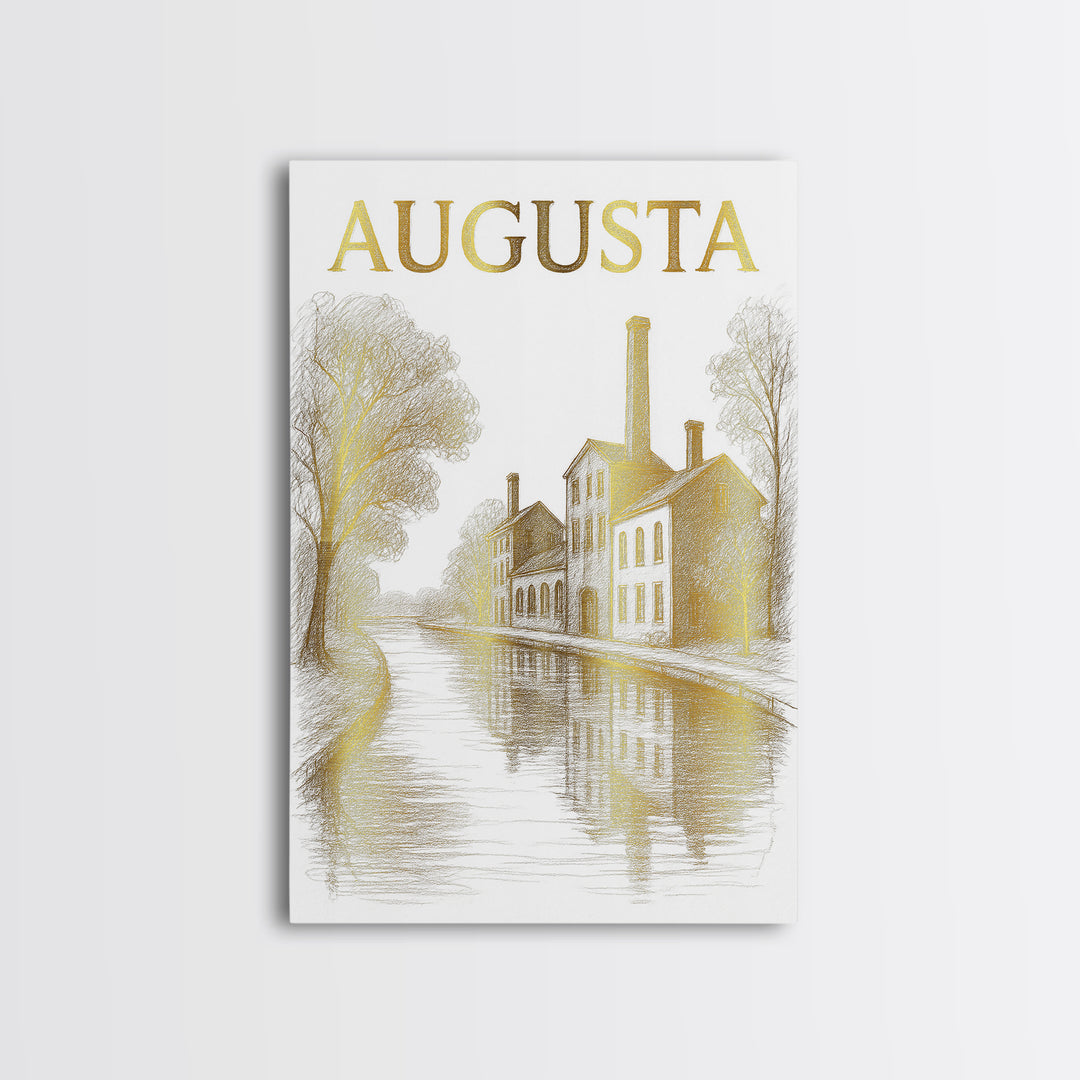 Augusta Georgia Travel Poster, Framed Canvas Print, Elegant City Illustration, Augusta Art Print, Vintage City Poster, Travel Poster Set