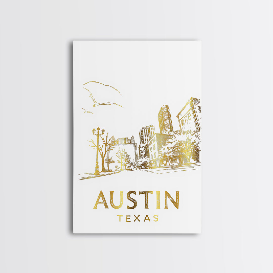 Austin Texas Travel Poster, Canvas Print, Elegant City Illustration, Austin City Art, Travel Wall Art, Vintage Travel Art, Travel Posters