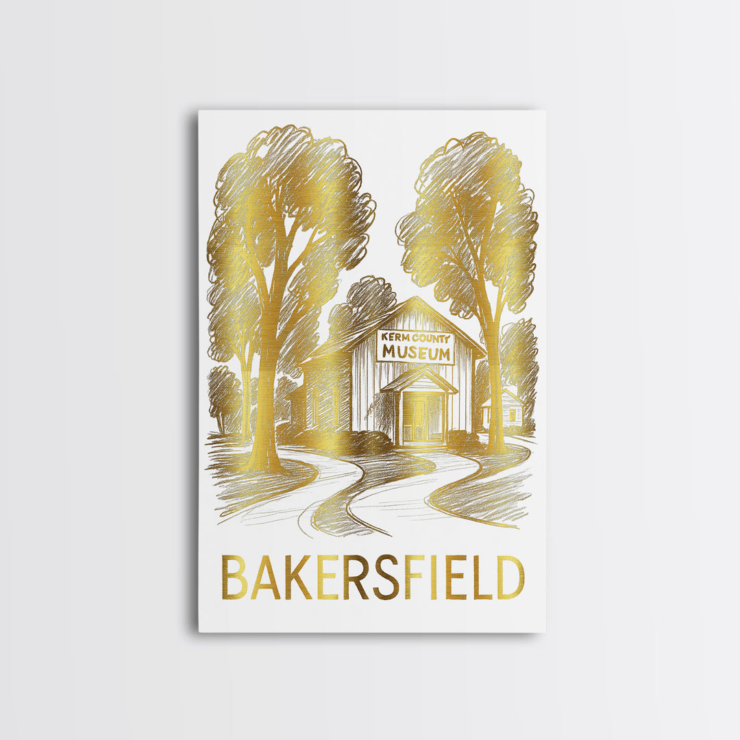 Bakersfield Travel Poster, Framed Canvas Print, Minimalist Poster Art, Bakersfield Art Print, Travel Wall Art, Wanderlust Decor