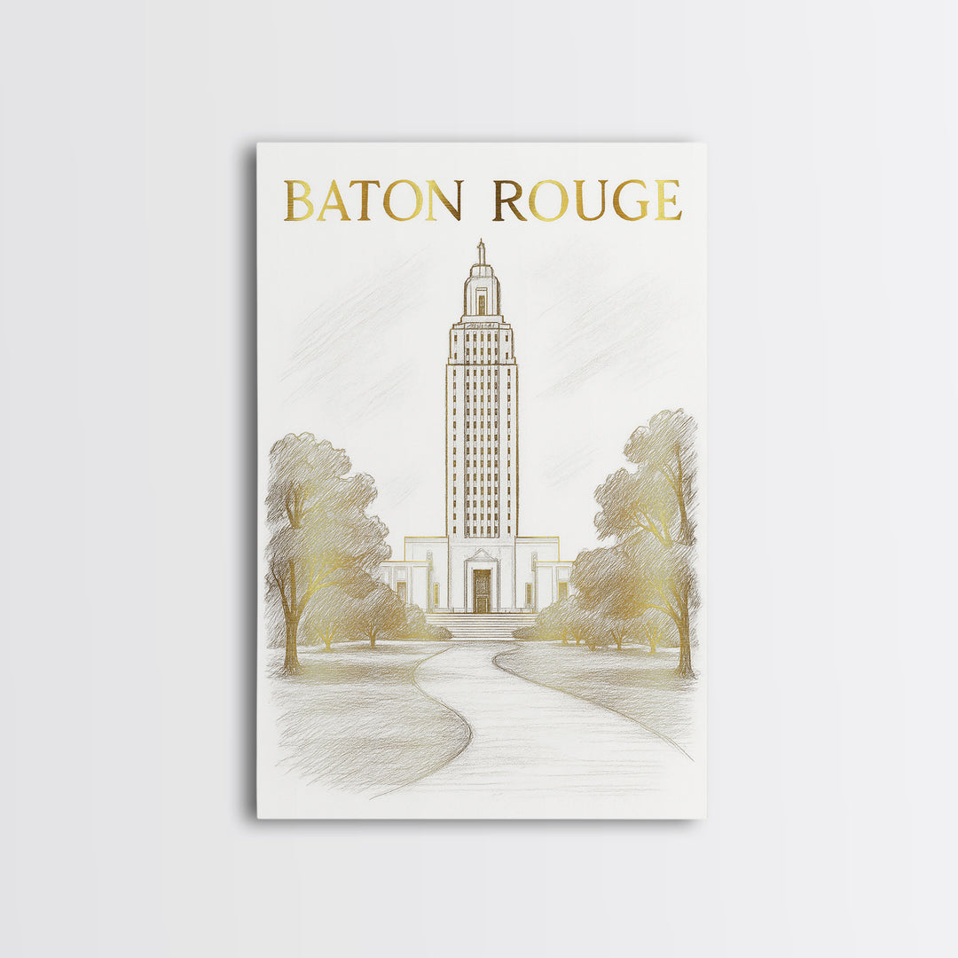 Baton Rouge Louisiana Travel Poster, Framed Canvas Print, Minimalist Poster Art, Baton Rouge City Art, Retro Travel Print, Modern Wall Decor