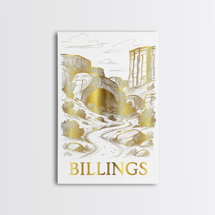 Billings Travel Poster, Framed Canvas Print, Elegant City Illustration, Billings Poster Print, Vintage City Poster, Vintage City Art