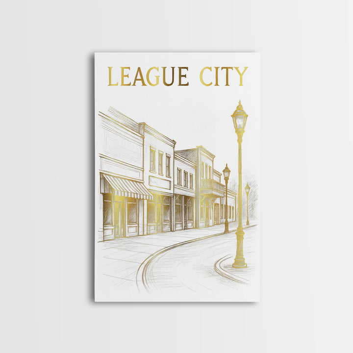 League City Texas Travel Poster, Canvas Print, Minimalist Poster Art, League City Art Print, Travel Wall Art, Skyline Art, Wanderlust Decor