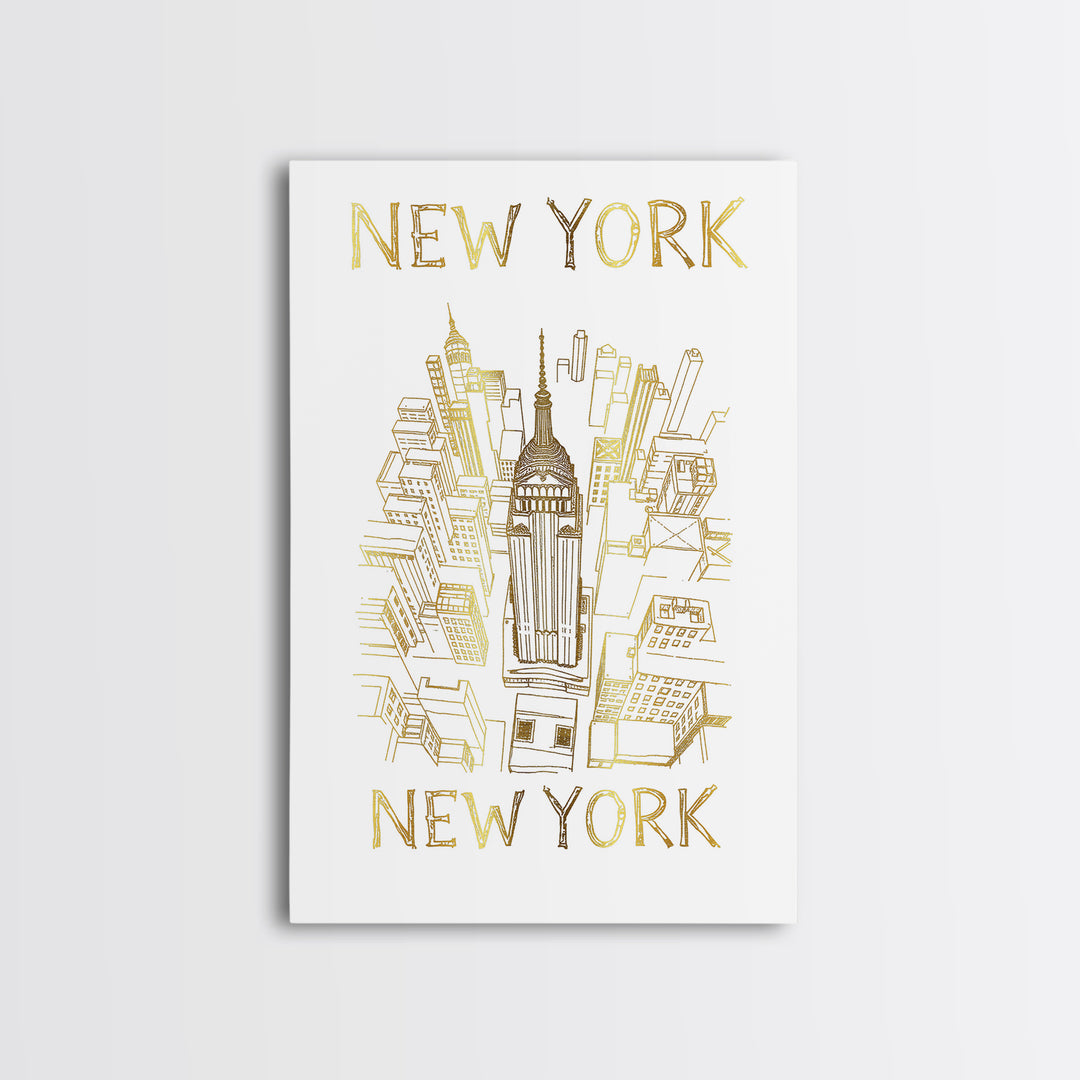 New York Travel Poster, Canvas Print, Elegant City Illustration, New York Art Print, Living Room Wall Art, Travel Wall Art, Art Print
