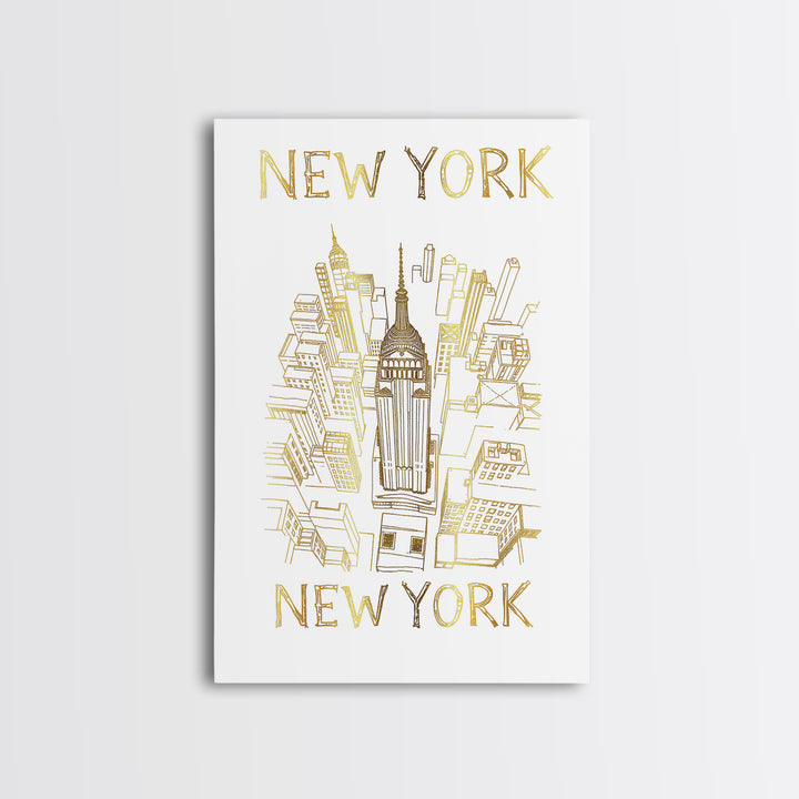 New York Travel Poster, Canvas Print, Elegant City Illustration, New York Art Print, Living Room Wall Art, Travel Wall Art, Art Print