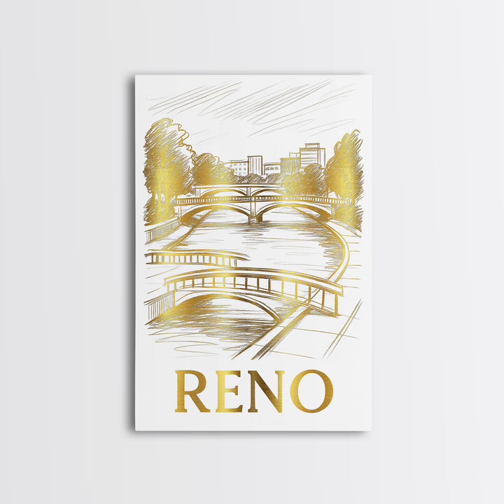 Reno Travel Poster, Framed Canvas Print, Minimalist Poster Art, Reno Poster Print, Vintage City Poster, Travel Poster Set, Travel Print