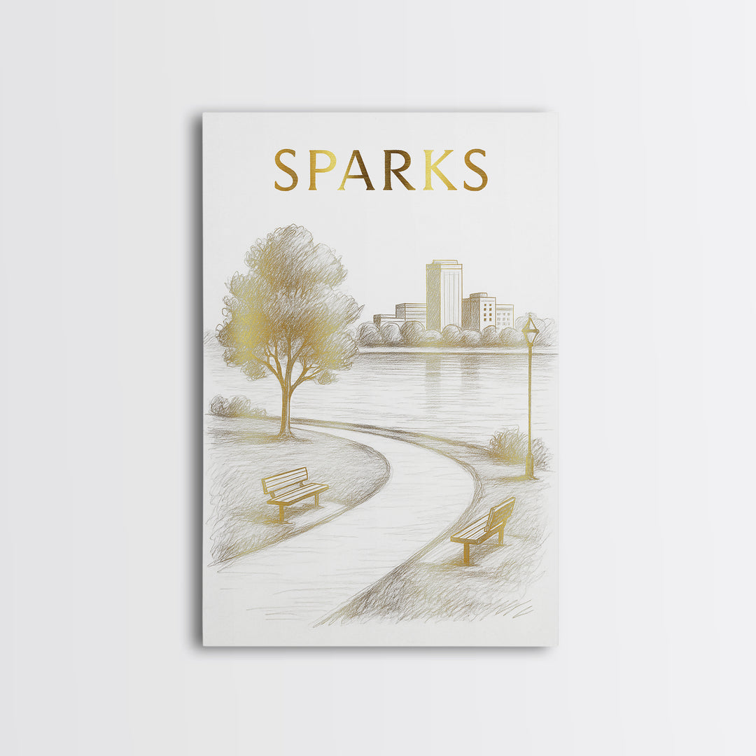 Sparks Nevada Travel Poster, Canvas Print, Elegant City Illustration, Sparks City Art, Travel Art Print, Retro Travel Print, Home Decor