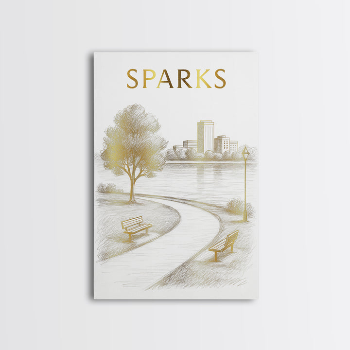 Sparks Nevada Travel Poster, Canvas Print, Elegant City Illustration, Sparks City Art, Travel Art Print, Retro Travel Print, Home Decor