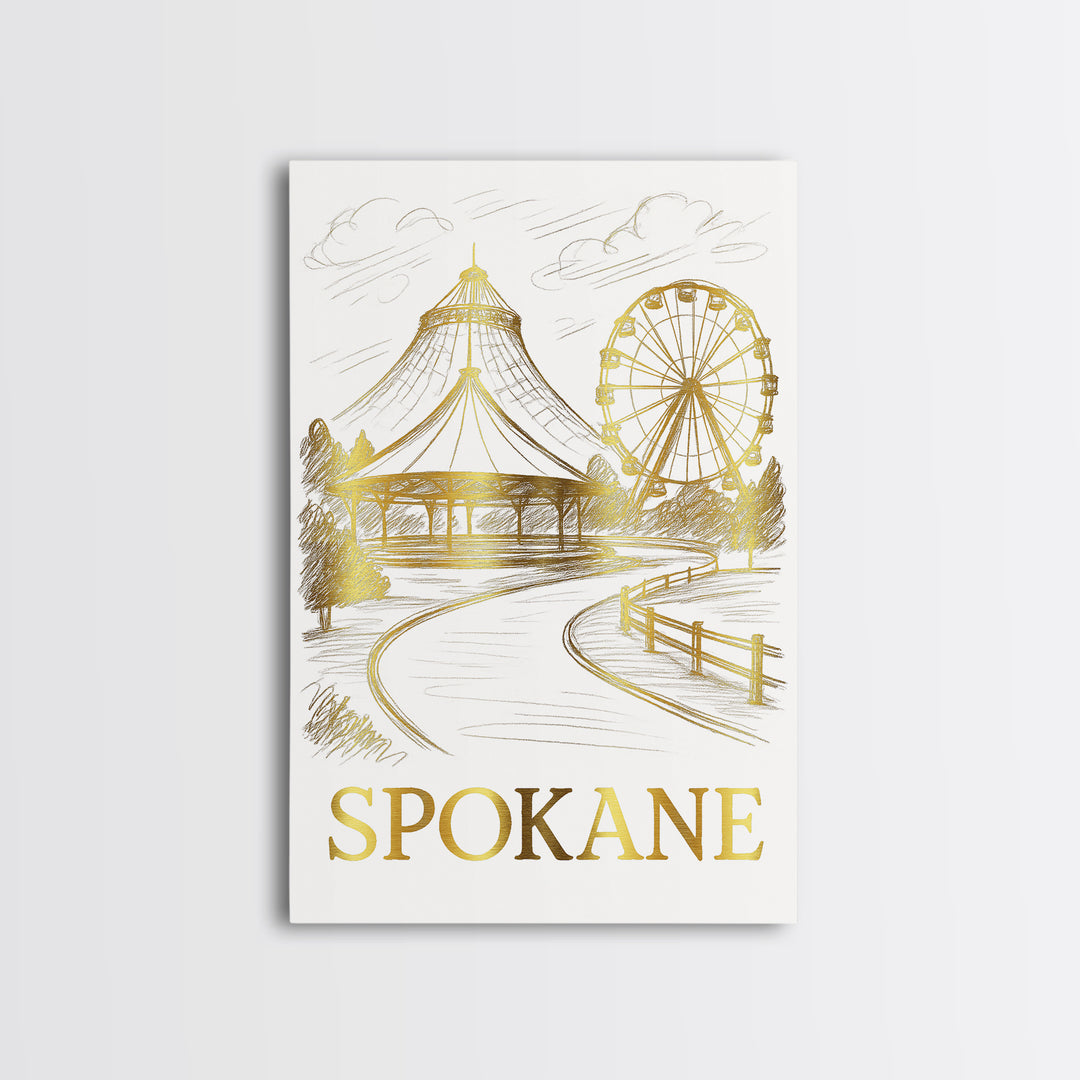 Spokane Travel Poster, Canvas Print, Minimalist Poster Art, Spokane Wall Art, Living Room Wall Art, Retro Travel Print, Vintage City Poster
