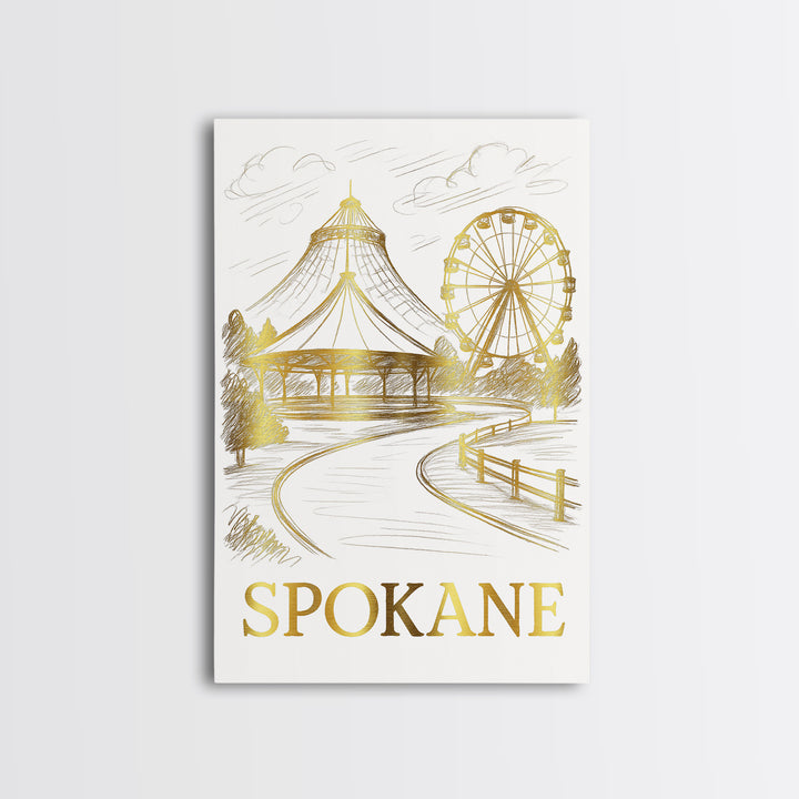 Spokane Travel Poster, Canvas Print, Minimalist Poster Art, Spokane Wall Art, Living Room Wall Art, Retro Travel Print, Vintage City Poster