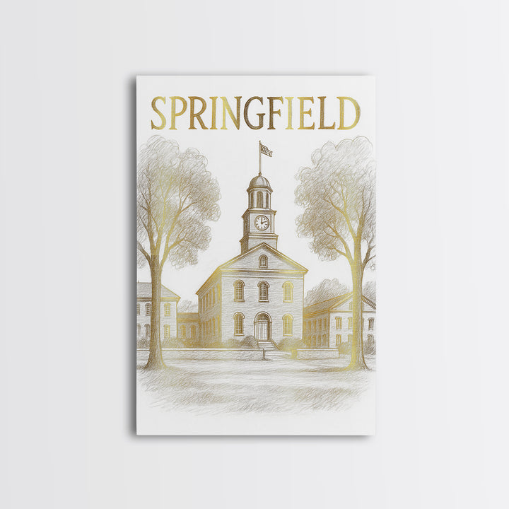 Springfield Travel Poster, Framed Canvas Print, Minimalist Poster Art, Springfield Poster Print, Travel Art Print, Travel Poster Set