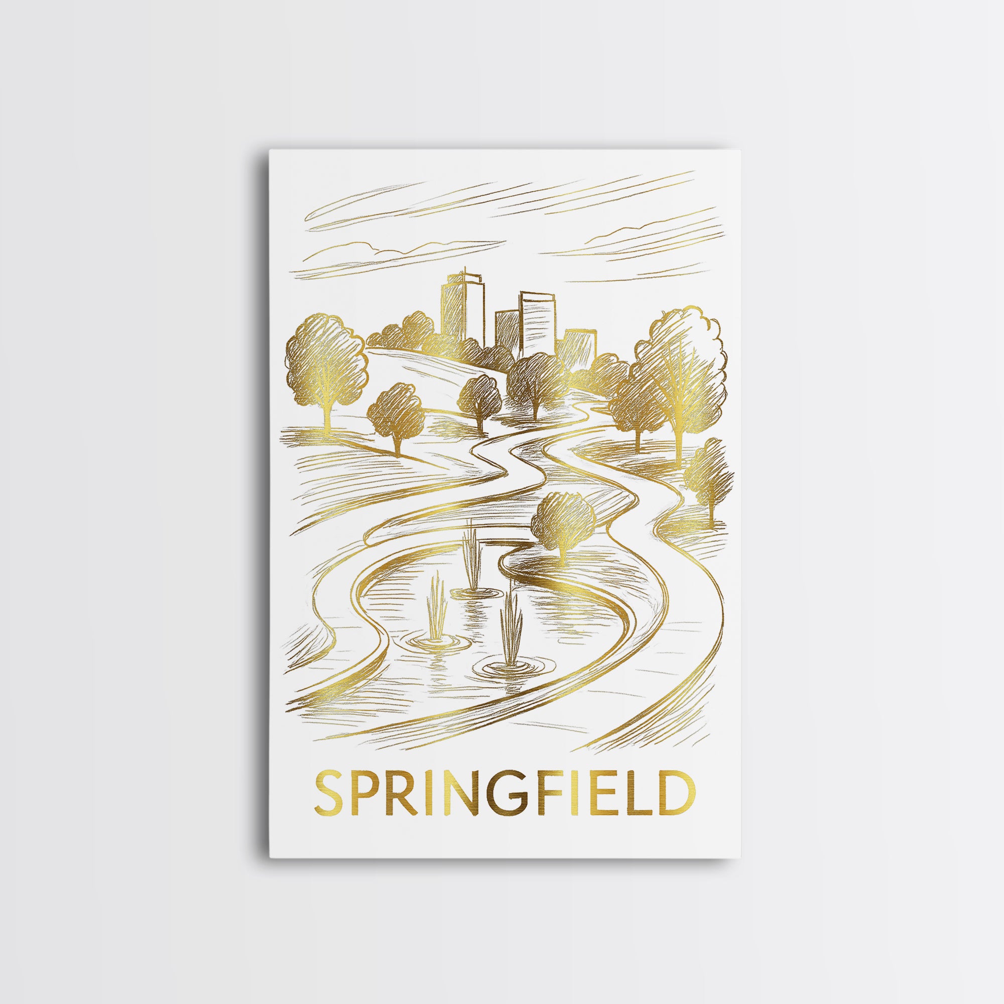Springfield Travel Poster, Framed Canvas Print, Elegant City Illustrat ...
