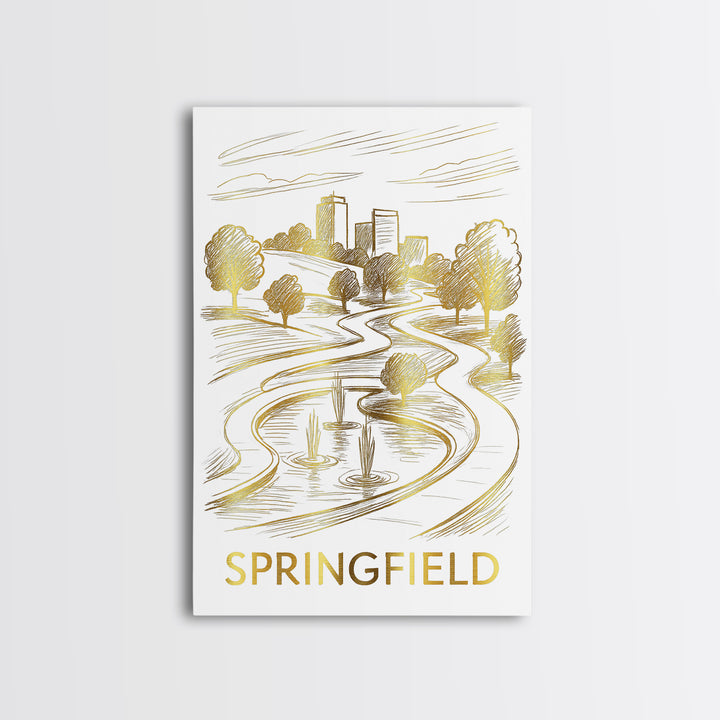 Springfield Travel Poster, Framed Canvas Print, Elegant City Illustration, Springfield City Art, Vintage Travel Art, Travel Poster Set