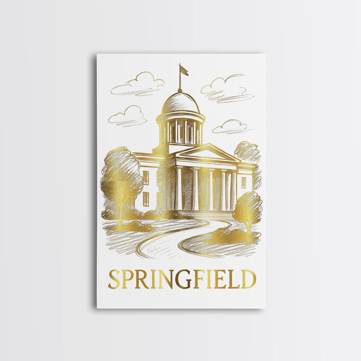 Springfield Travel Poster, Framed Canvas Print, Elegant City Illustration, Springfield Wall Art, Fine Art Print, City Travel Prints