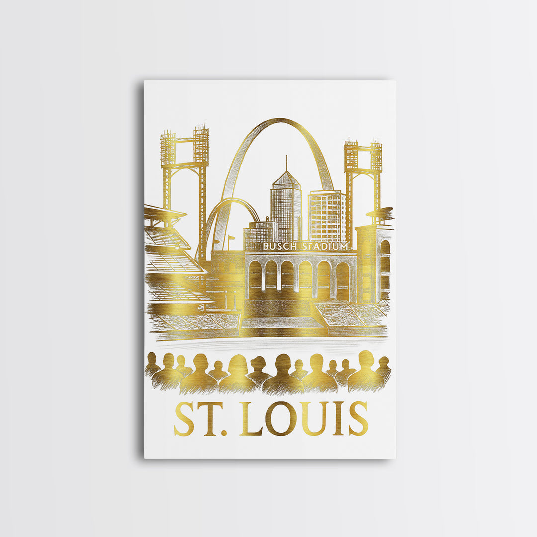 St Louis Travel Poster, Canvas Print, Gold Line Drawing Wall Art, St Louis Art Print, Travel Poster Set, Travel Art Print, Fine Art Print