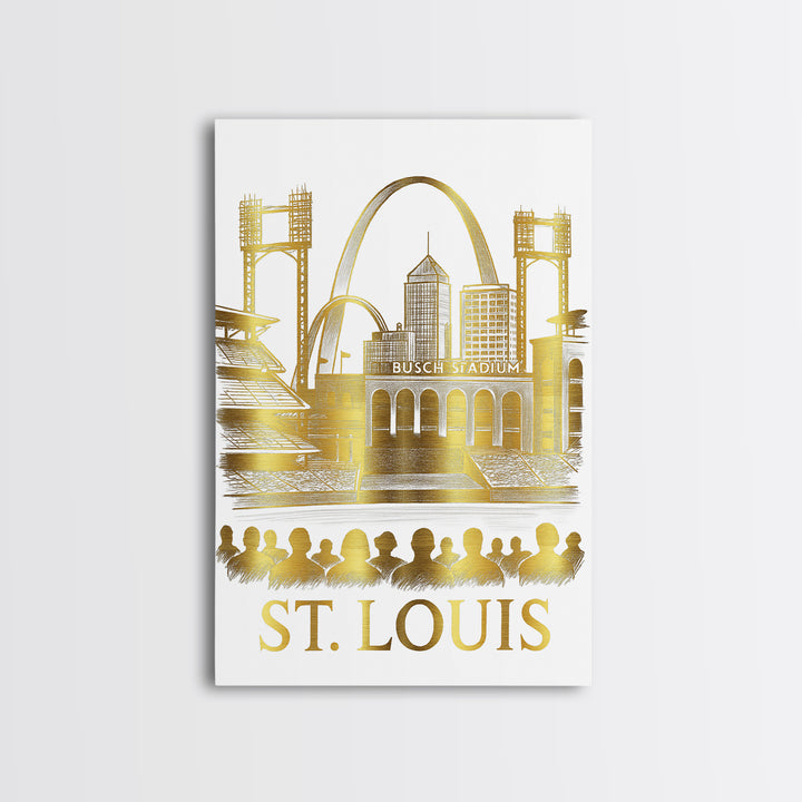 St Louis Travel Poster, Canvas Print, Gold Line Drawing Wall Art, St Louis Art Print, Travel Poster Set, Travel Art Print, Fine Art Print