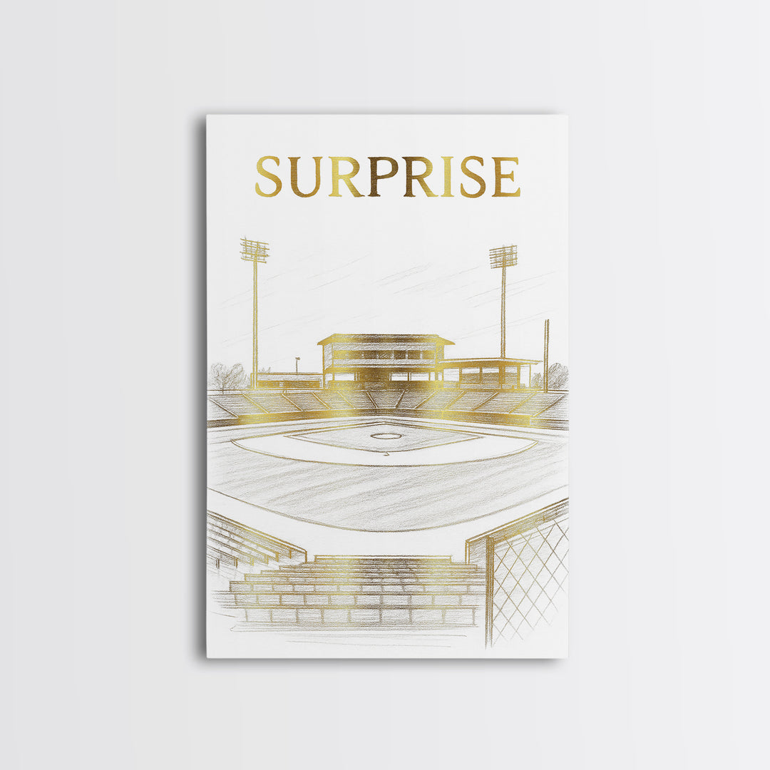 Surprise Arizona Travel Poster, Canvas Print, Gold Line Drawing Wall Art, Surprise Art Print, Travel Art, Travel Poster Set, Home Decor