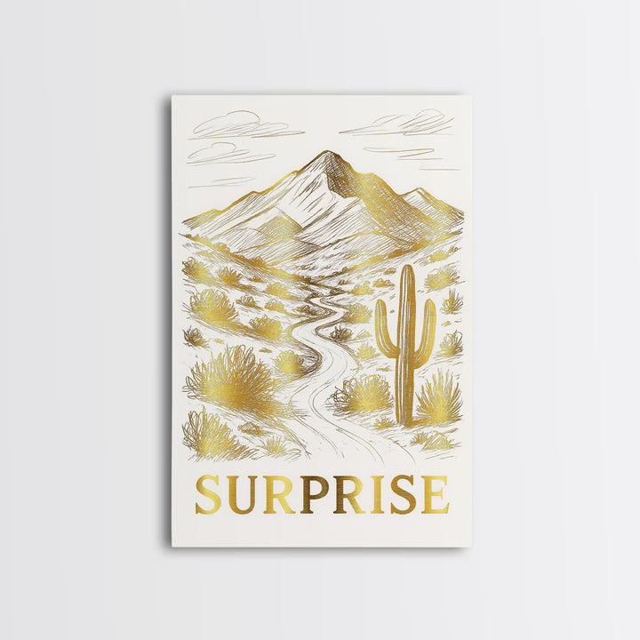 Surprise Travel Poster, Canvas Print, Elegant City Illustration, Surprise City Art, Retro Travel Print, Watercolor Cityscape, Wall Art