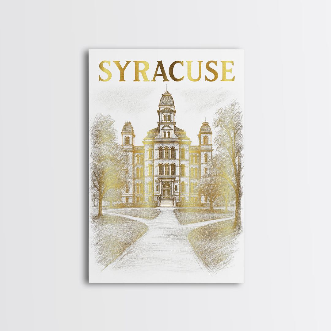 Syracuse New York Travel Poster, Framed Canvas Print, Elegant City Illustration, Syracuse Wall Art, Wanderlust Decor, Travel Poster Set