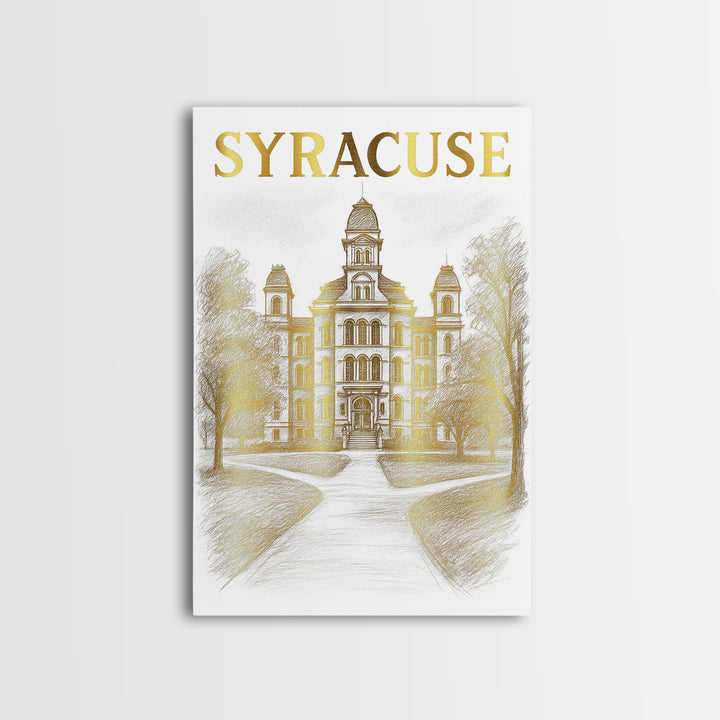 Syracuse New York Travel Poster, Framed Canvas Print, Elegant City Illustration, Syracuse Wall Art, Wanderlust Decor, Travel Poster Set