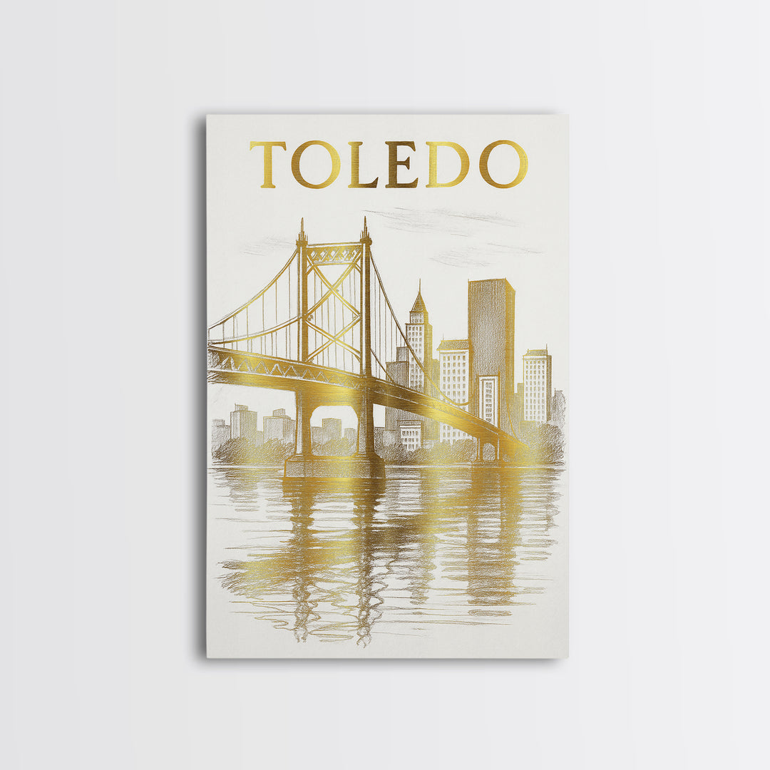 Toledo Ohio Travel Poster, Framed Canvas Print, Minimalist Poster Art, Toledo City Art, Vintage City Poster, City Travel Prints, City Poster