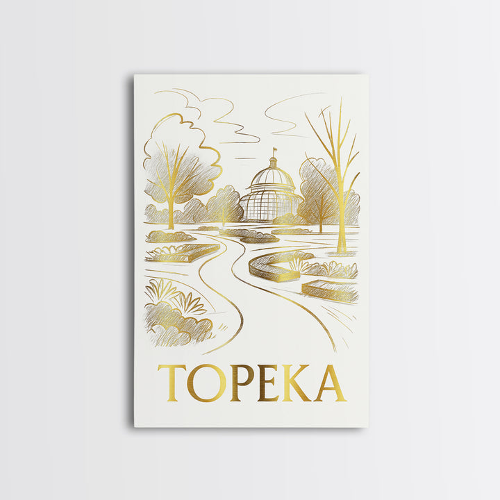 Topeka Travel Poster, Canvas Print, Gold Line Drawing Wall Art, Topeka Wall Art, Travel Poster Set, Living Room Wall Art, Fine Art Print