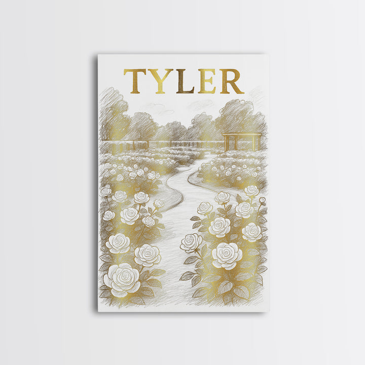 Tyler Texas Travel Poster, Canvas Print, Gold Line Drawing Wall Art, Tyler Travel Art, Wanderlust Decor, Modern Wall Decor, Travel Decor