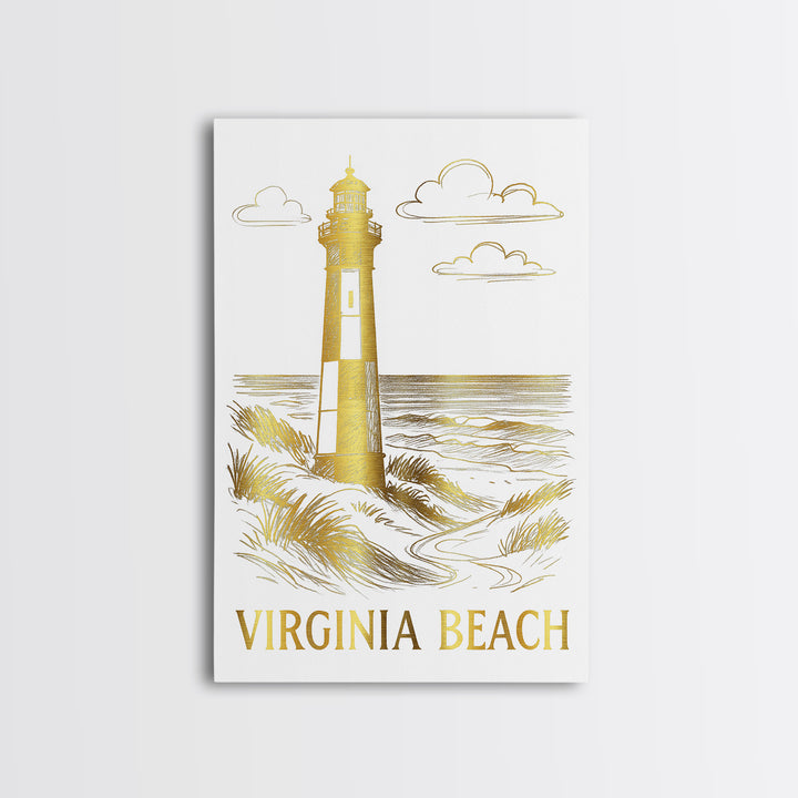Virginia Beach Travel Poster, Framed Canvas Print, Minimalist Poster Art, Virginia Beach Wall Art, Vintage City Art, City Illustration