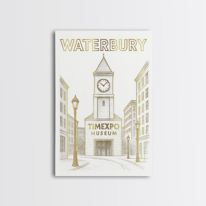 Waterbury Connecticut Travel Poster, Canvas Print, Elegant City Illustration, Waterbury Poster Print, Wanderlust Decor, Travel Wall Decor