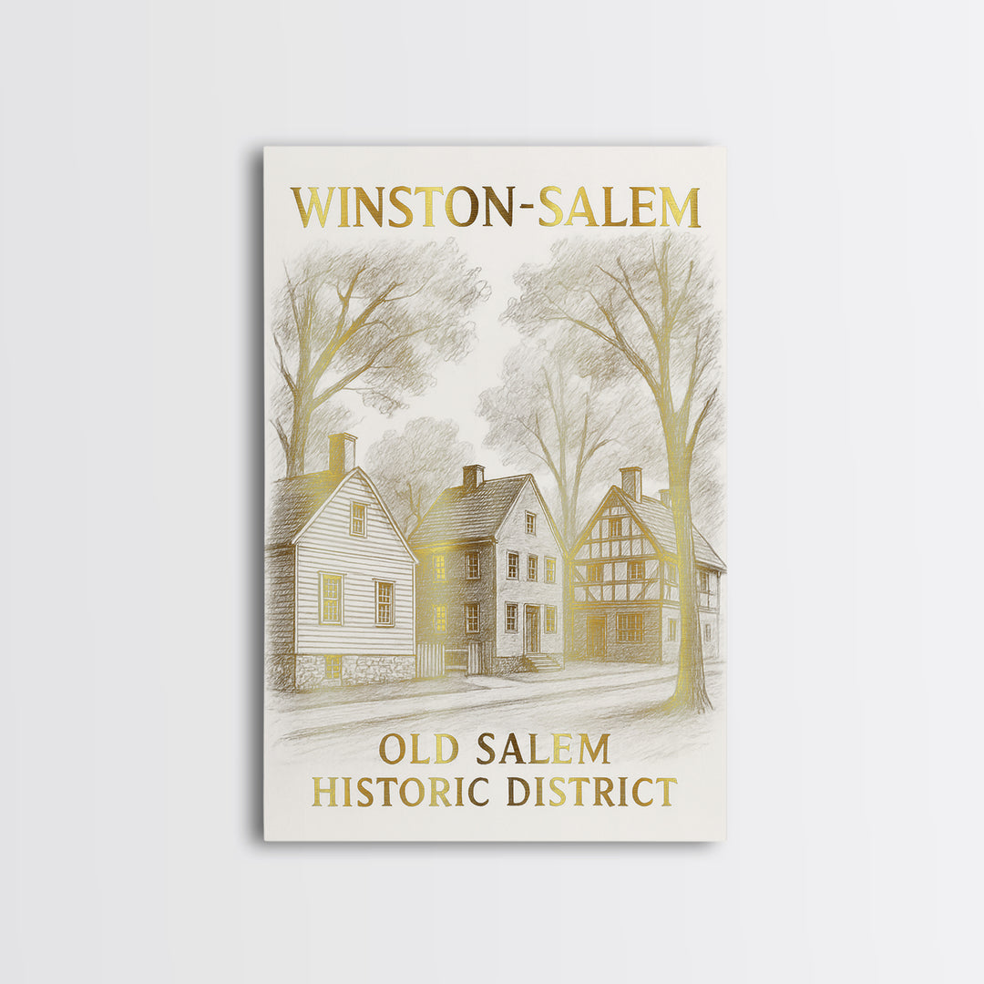 Winston Salem North Carolina Travel Poster, Canvas Print, Elegant Skyline Art, Winston Salem Poster Print, Retro Travel Print, Travel Gift