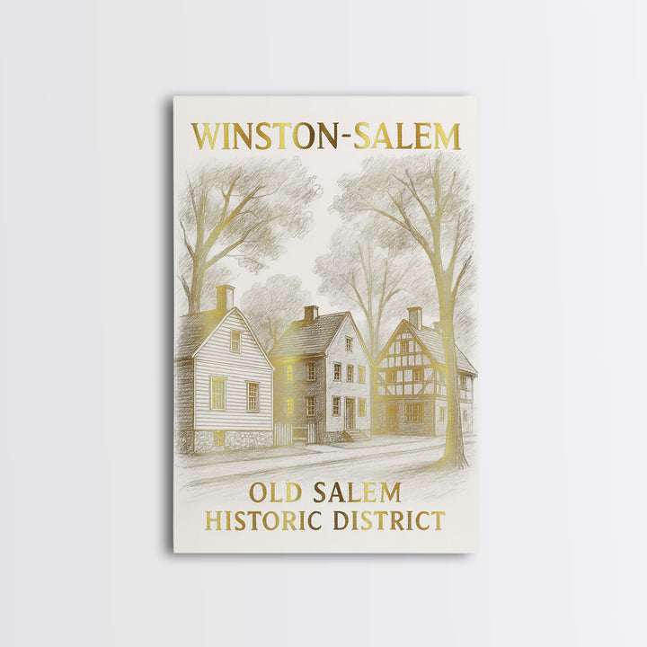 Winston Salem North Carolina Travel Poster, Canvas Print, Elegant Skyline Art, Winston Salem Poster Print, Retro Travel Print, Travel Gift
