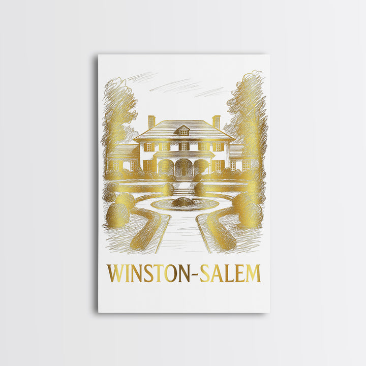 Winston Salem Travel Poster, Canvas Print, Minimalist Poster Art, Winston Salem Art Print, Watercolor Downtown Skyline, Retro Travel Print