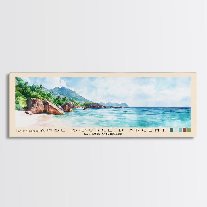 Anse Source d’Argent, La Digue, Seychelles Watercolor Print, Vacation Gift, La Digue, Seychelles Wall Art, Vacation Wall Art, Vacatation Memories, Beach Decor, Beach Or Lakehouse Art