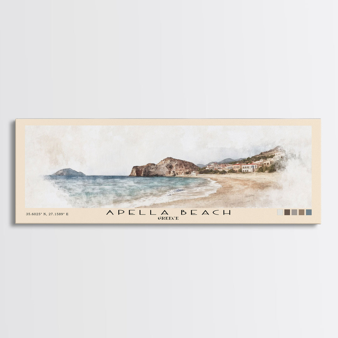 Apella Beach, Greece Watercolor Print, Vacation Gift, Greece Wall Art, Beach Painting, Beach Decor, Beach Or Lakehouse Art