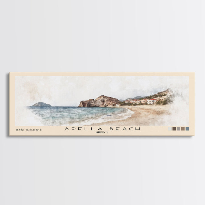 Apella Beach, Greece Watercolor Print, Vacation Gift, Greece Wall Art, Beach Painting, Beach Decor, Beach Or Lakehouse Art