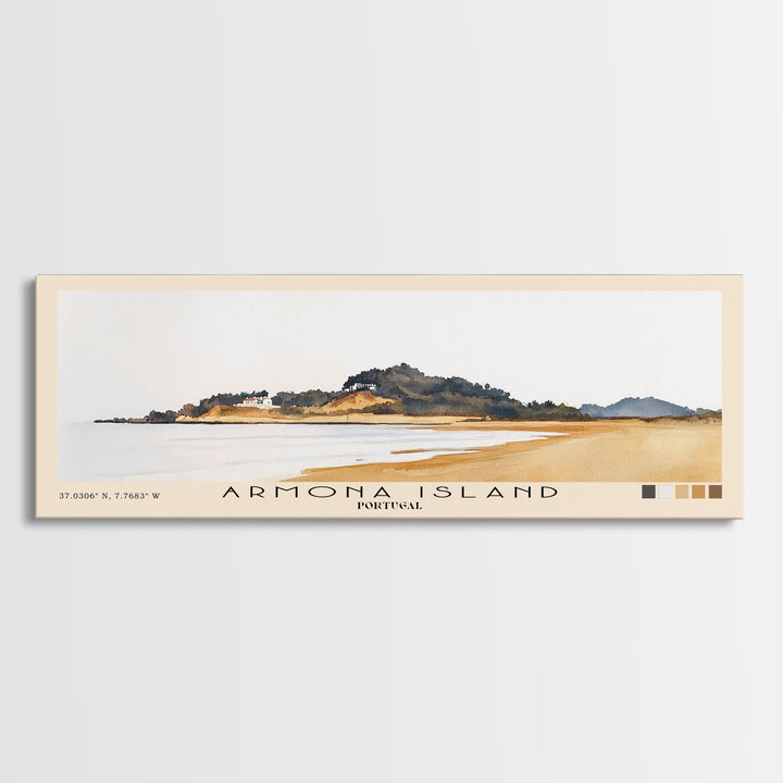 Armona Island, Portugal Watercolor Beach Print, Vacation Gift, Portugal Wall Art, Beach Painting, Beach Decor, Beach Painting