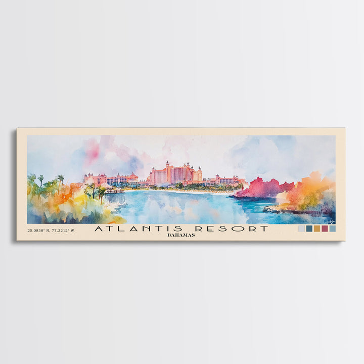 Atlantis Resort, Bahamas Watercolor Print, Vacation Gift, Bahamas Wall Art, Beach Painting, Beach Decor, Beach Or Lakehouse Art