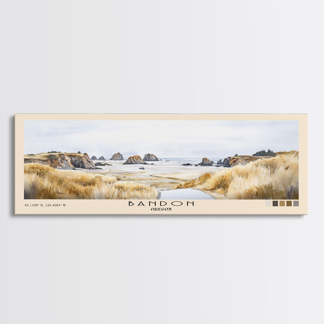 Bandon, Oregon Watercolor Beach Print, Vacation Gift, Oregon Wall Art, Beach Painting, Beach Decor, Beach Painting