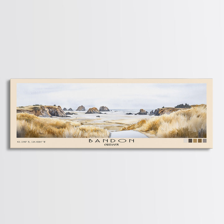 Bandon, Oregon Watercolor Beach Print, Vacation Gift, Oregon Wall Art, Beach Painting, Beach Decor, Beach Painting