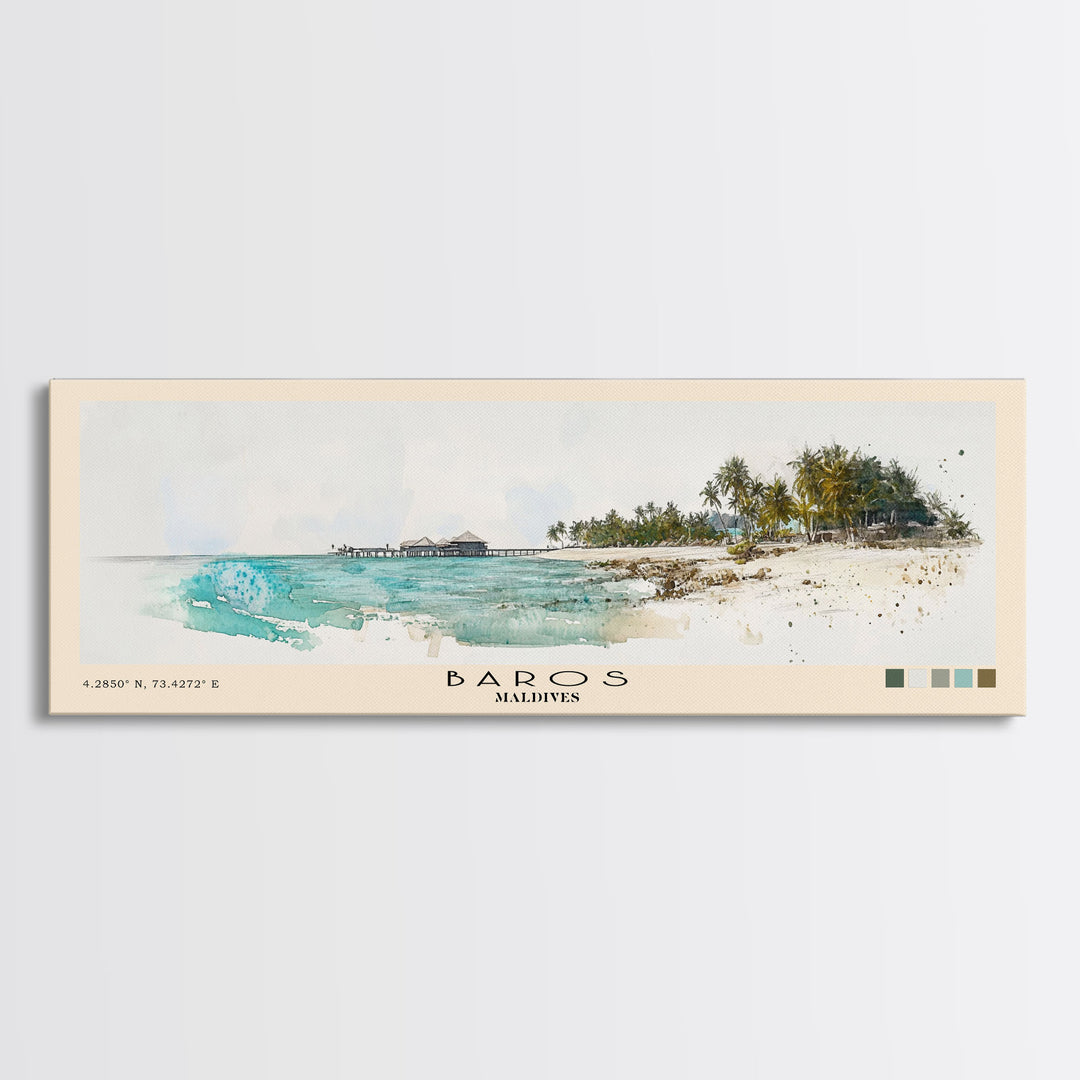 Baros, Maldives Watercolor Print, Vacation Gift, Maldives Wall Art, Vacation Wall Art, Vacatation Memories, Beach Decor, Beach Or Lakehouse Art