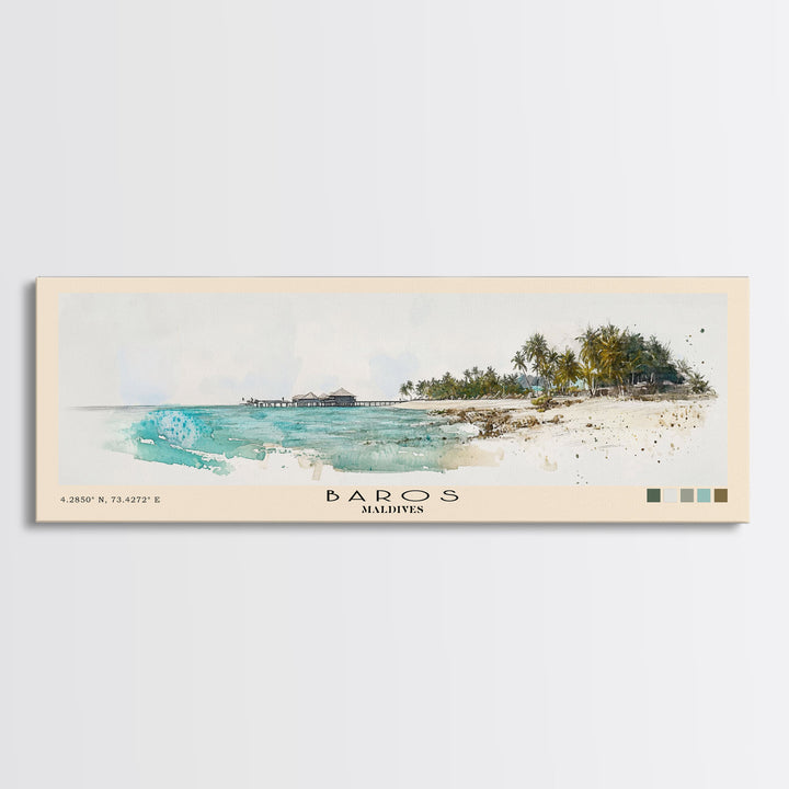 Baros, Maldives Watercolor Print, Vacation Gift, Maldives Wall Art, Vacation Wall Art, Vacatation Memories, Beach Decor, Beach Or Lakehouse Art