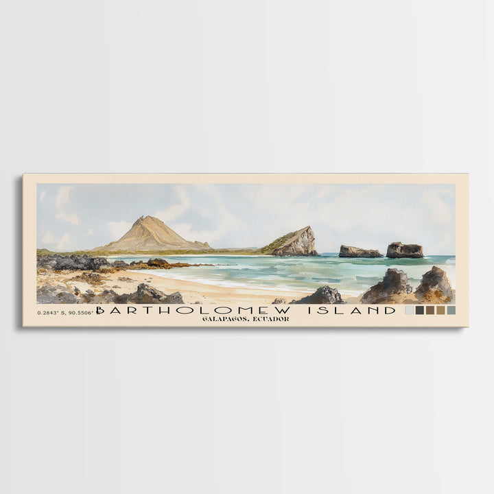 Bartholomew Island, Galapagos, Ecuador Watercolor Print, Vacation Gift, Galapagos, Ecuador Wall Art, Beach Painting, Beach Decor, Beach Or Lakehouse Art