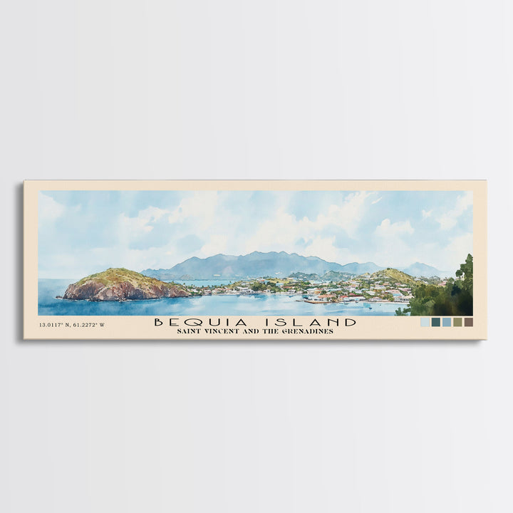 Bequia Island, Saint Vincent and the Grenadines Watercolor Beach Print, Vacation Gift, Saint Vincent and the Grenadines Wall Art, Beach Painting, Beach Decor, Beach Painting
