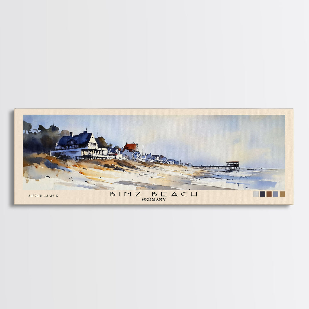 Binz Beach, Germany Watercolor Print, Vacation Gift, Germany Wall Art, Vacation Wall Art, Vacatation Memories, Beach Decor, Beach Or Lakehouse Art