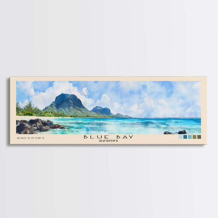 Blue Bay, Mauritius Watercolor Print, Vacation Gift, Mauritius Wall Art, Vacation Wall Art, Vacatation Memories, Beach Decor, Beach Or Lakehouse Art