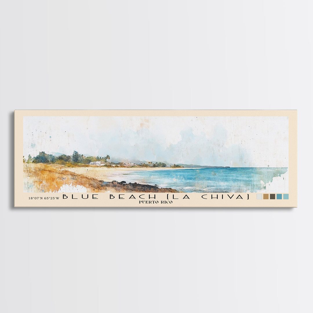 Blue Beach (La Chiva), Puerto Rico Watercolor Print, Vacation Gift, Puerto Rico Wall Art, Beach Painting, Beach Decor, Beach Or Lakehouse Art