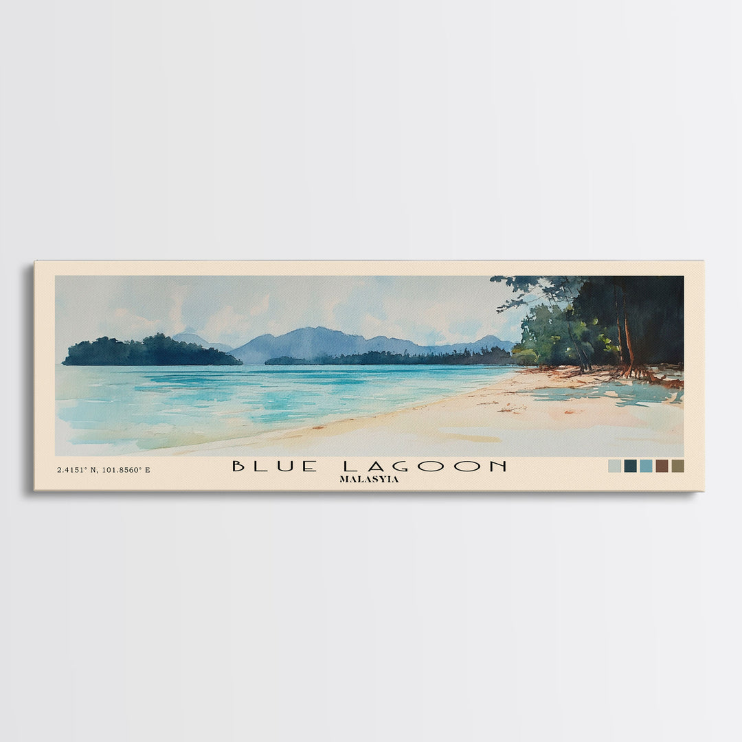Blue Lagoon, Malasyia Watercolor Beach Print, Vacation Gift, Malasyia Wall Art, Beach Painting, Beach Decor, Beach Painting