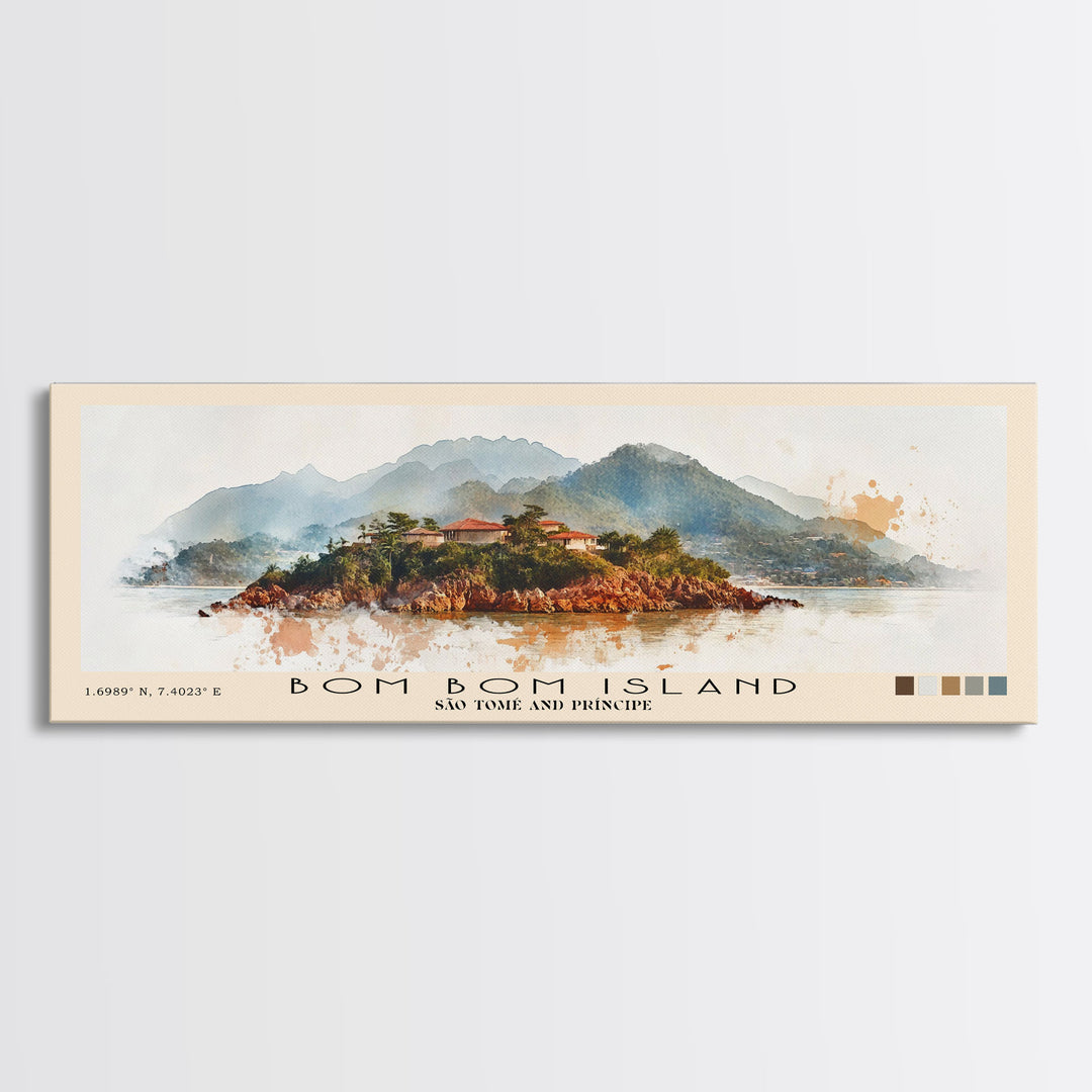 Bom Bom Island, São Tomé and Príncipe Watercolor Print, Vacation Gift, São Tomé and Príncipe Wall Art, Vacation Wall Art, Vacatation Memories, Beach Decor, Beach Or Lakehouse Art