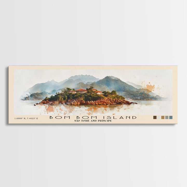 Bom Bom Island, São Tomé and Príncipe Watercolor Print, Vacation Gift, São Tomé and Príncipe Wall Art, Vacation Wall Art, Vacatation Memories, Beach Decor, Beach Or Lakehouse Art