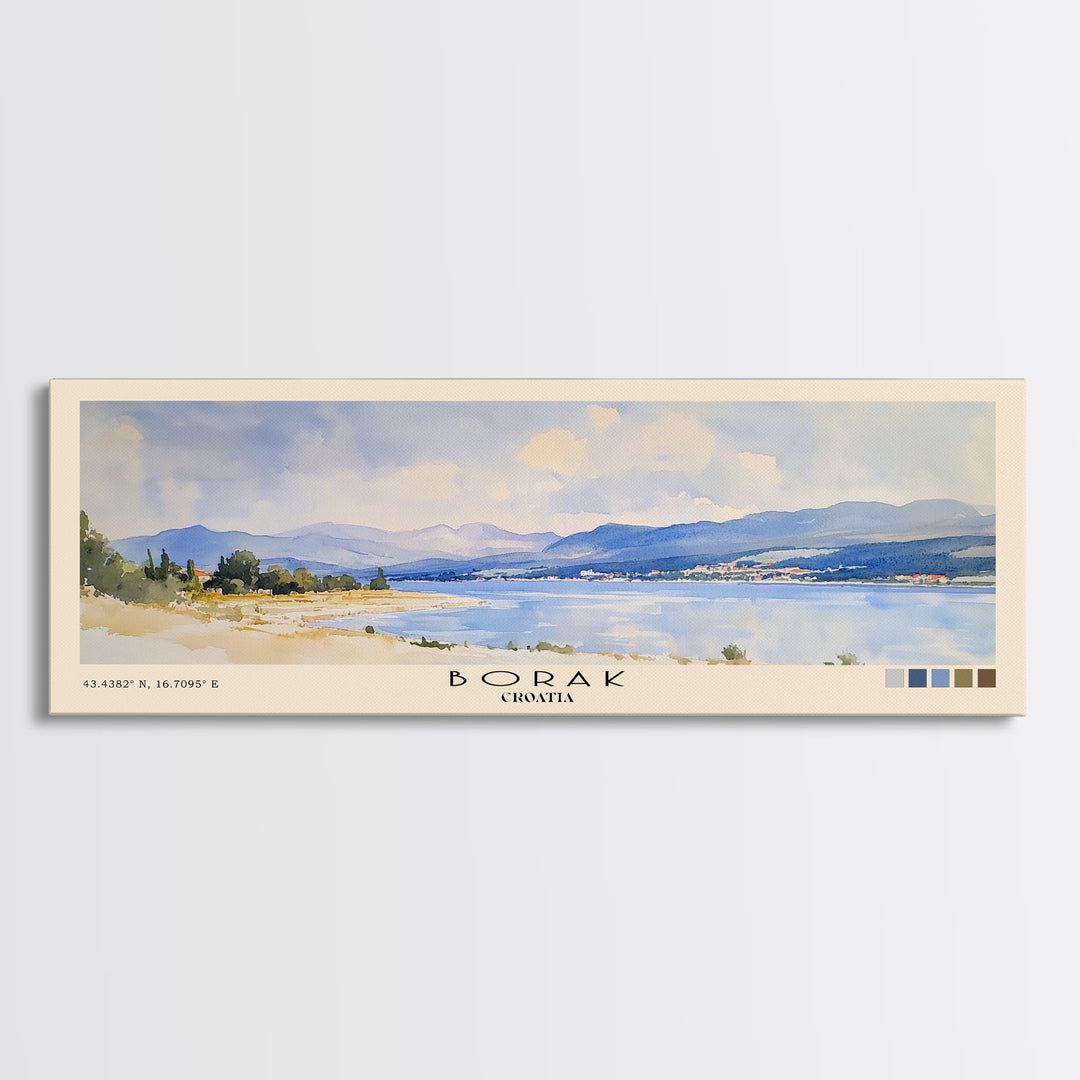 Borak, Croatia Watercolor Print, Vacation Gift, Croatia Wall Art, Beach Painting, Beach Decor, Beach Or Lakehouse Art