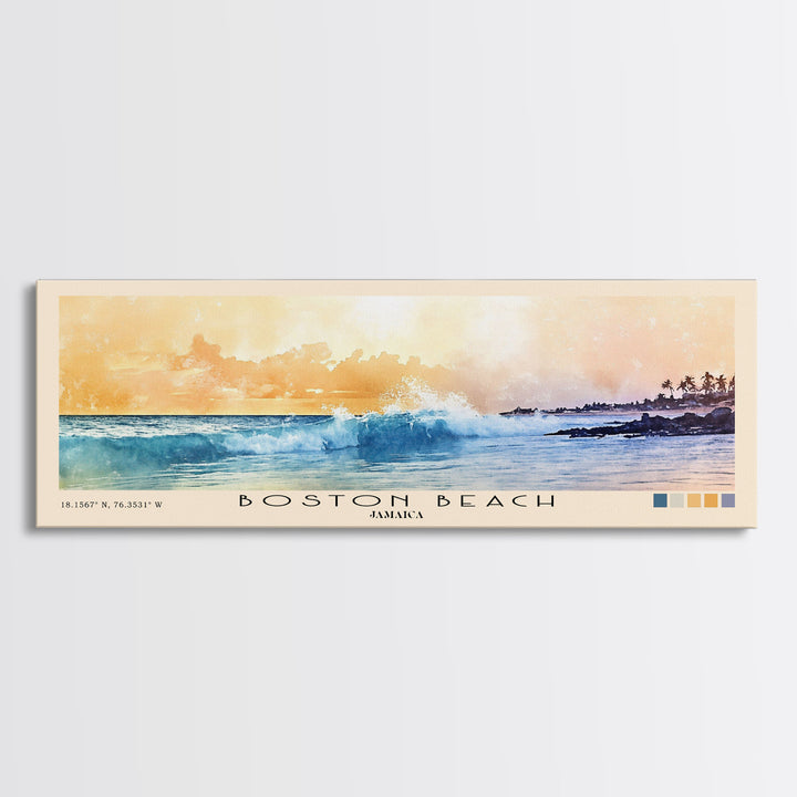 Boston Beach, Jamaica Watercolor Beach Print, Vacation Gift, Jamaica Wall Art, Beach Painting, Beach Decor, Beach Painting